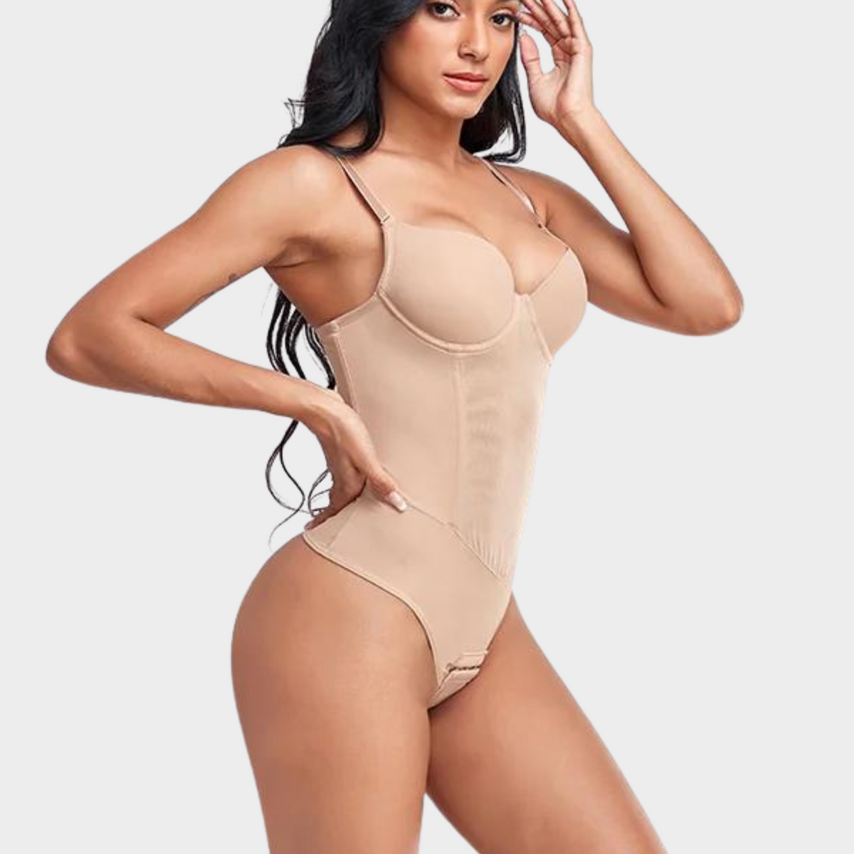 Body modelador tanga para mulheres tanga modelador de corpo body  emagrecedor com modelador embutido body plus size, Café, P