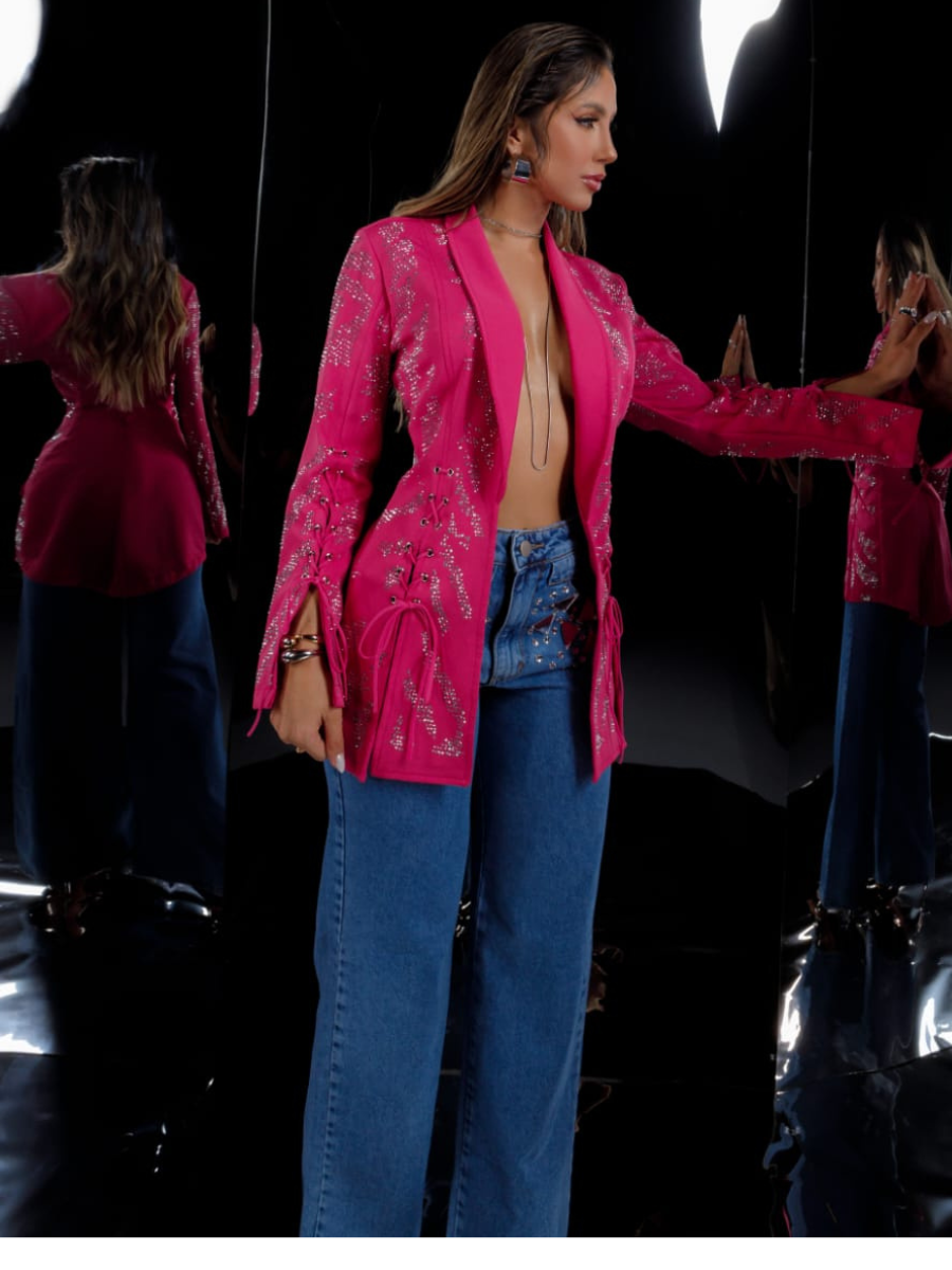 Blazer Alongado com Amarrações Modern Pink