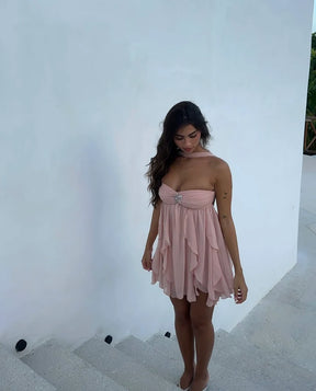 Vestido Curto Tendência Babados Modern Ariel