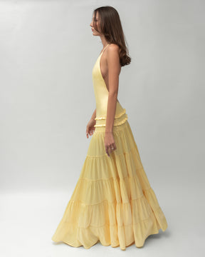 Vestido Longo Acetinado Costas Aberta Modern Athena