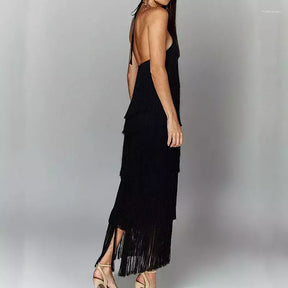 Vestido Longo Elegante com Franjas Modern Maiáh
