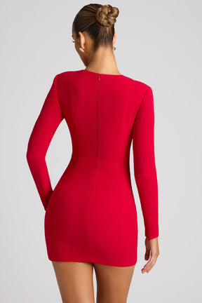 Vestido Curto Manga Longa Decote Coração Luciana Vermelho