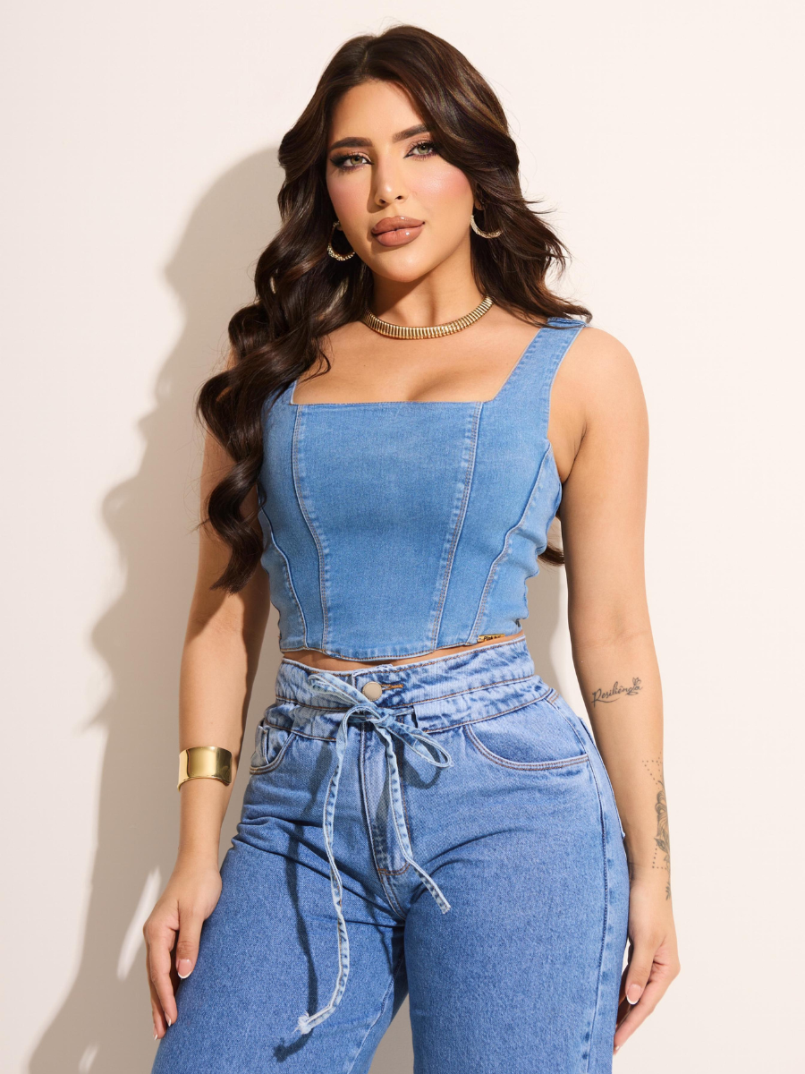 Cropped Jeans Corselet Modern Suelen - FULL