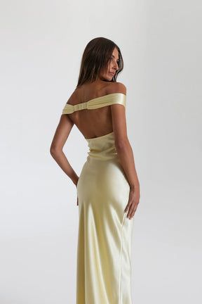 Vestido Longo Ombro a Ombro Cetim Jaine