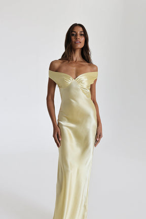 Vestido Longo Ombro a Ombro Cetim Jaine