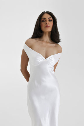 Vestido Longo Ombro a Ombro Cetim Jaine