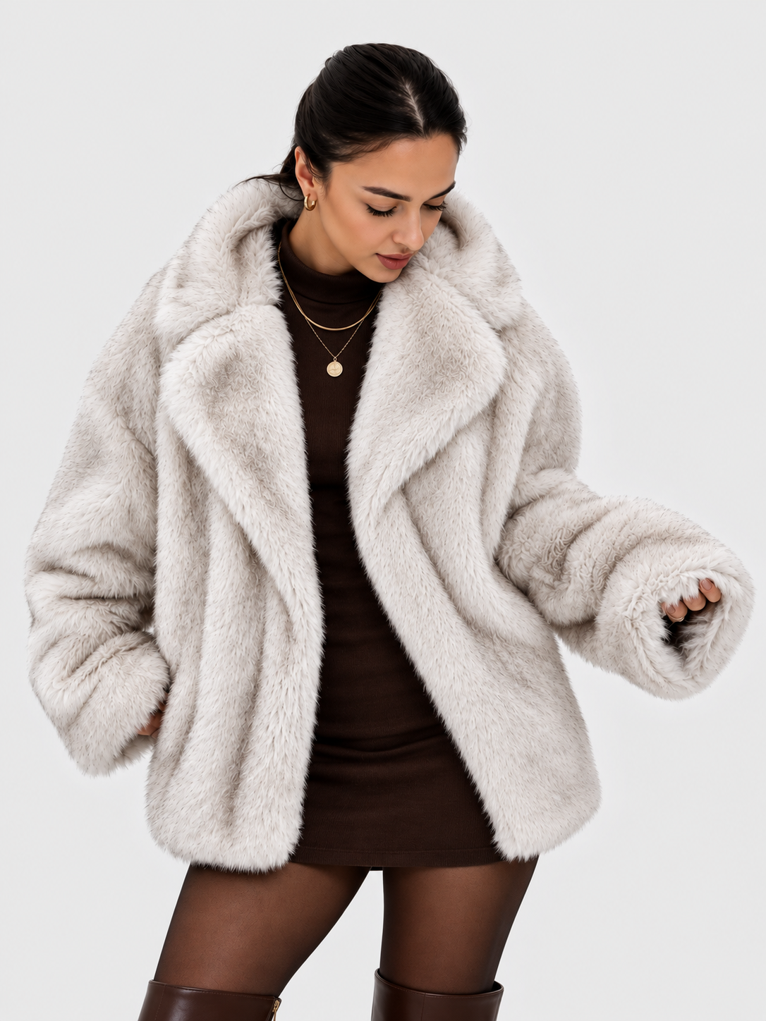 Casaco Feminino de Pelúcia Modern Puff