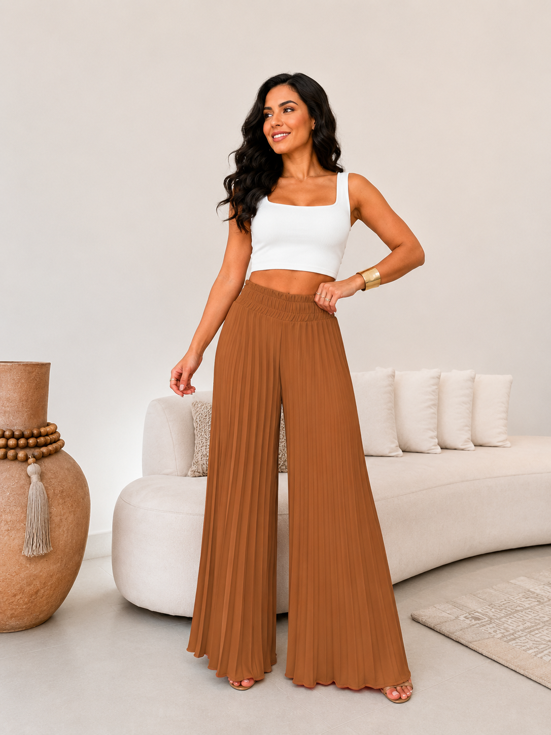 Calça Pantalona Plissada Modern Callie