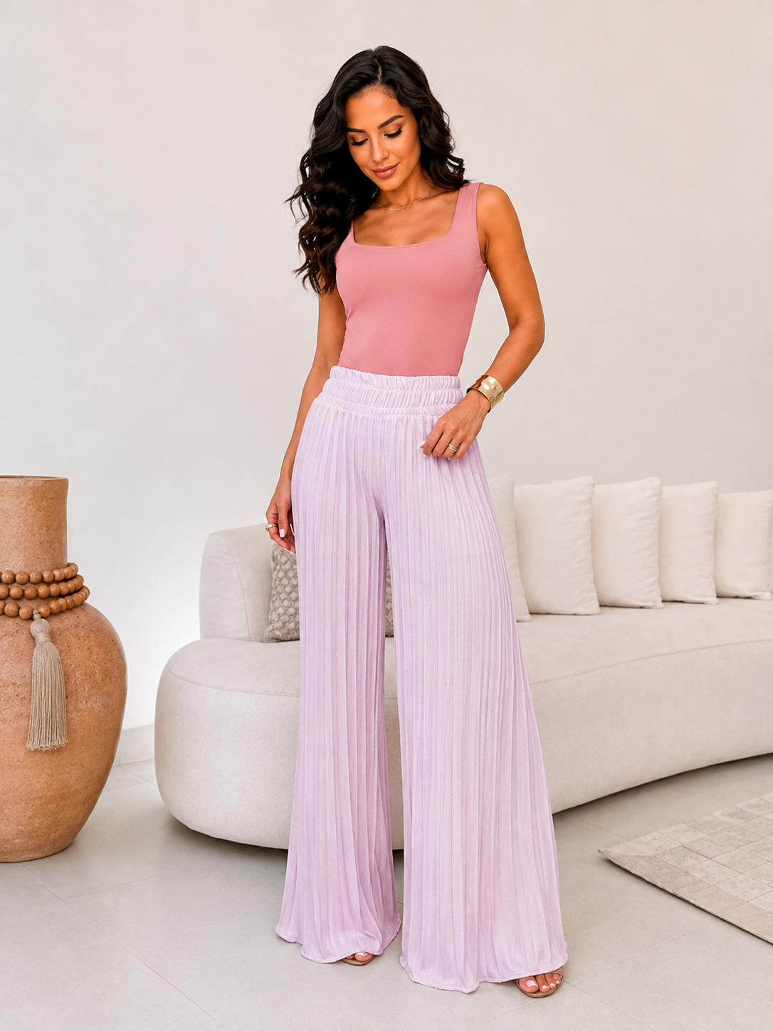 Calça Pantalona Plissada Modern Callie