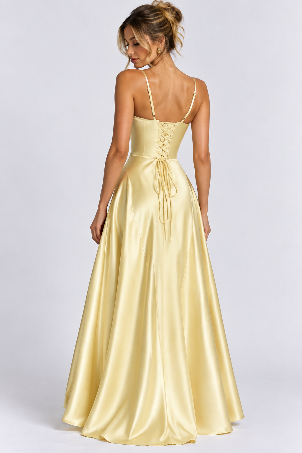 Vestido Longo Cetim Corset Modern Nadiny
