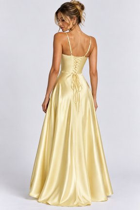 Vestido Longo Cetim Corset Modern Nadiny