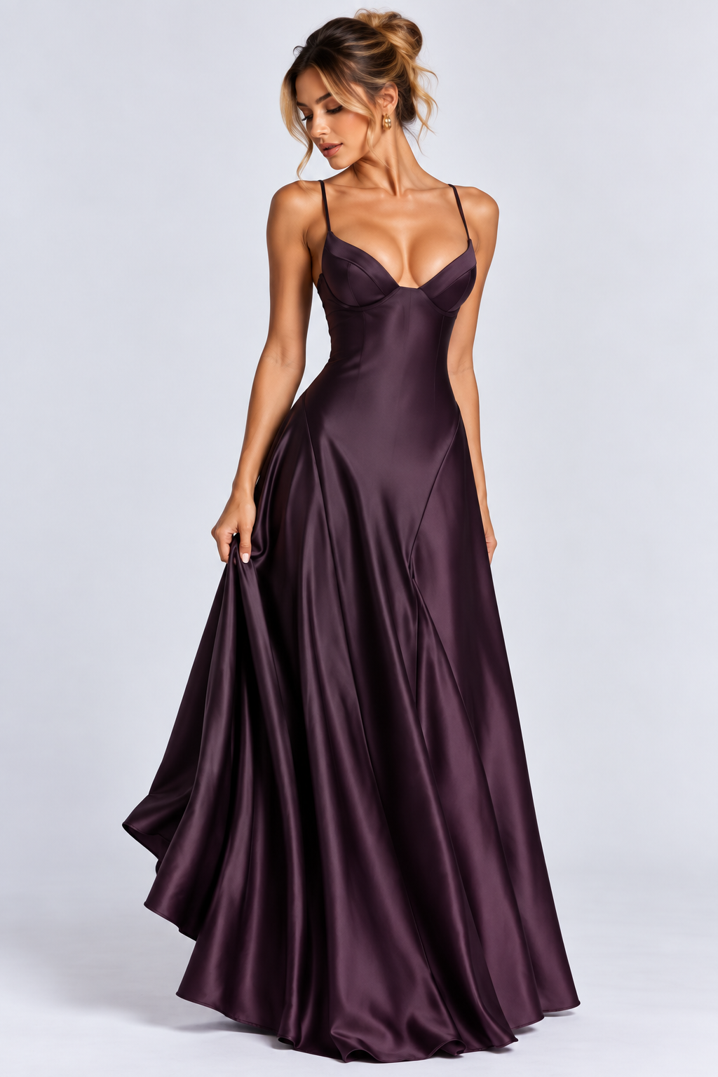 Vestido Longo Cetim Corset Modern Nadiny