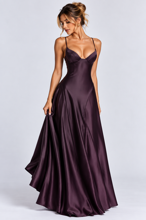 Vestido Longo Cetim Corset Modern Nadiny