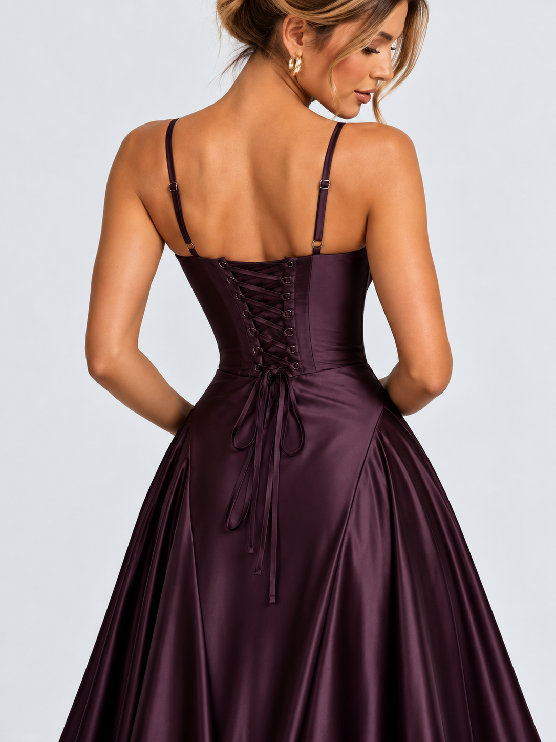 Vestido Longo Cetim Corset Modern Nadiny