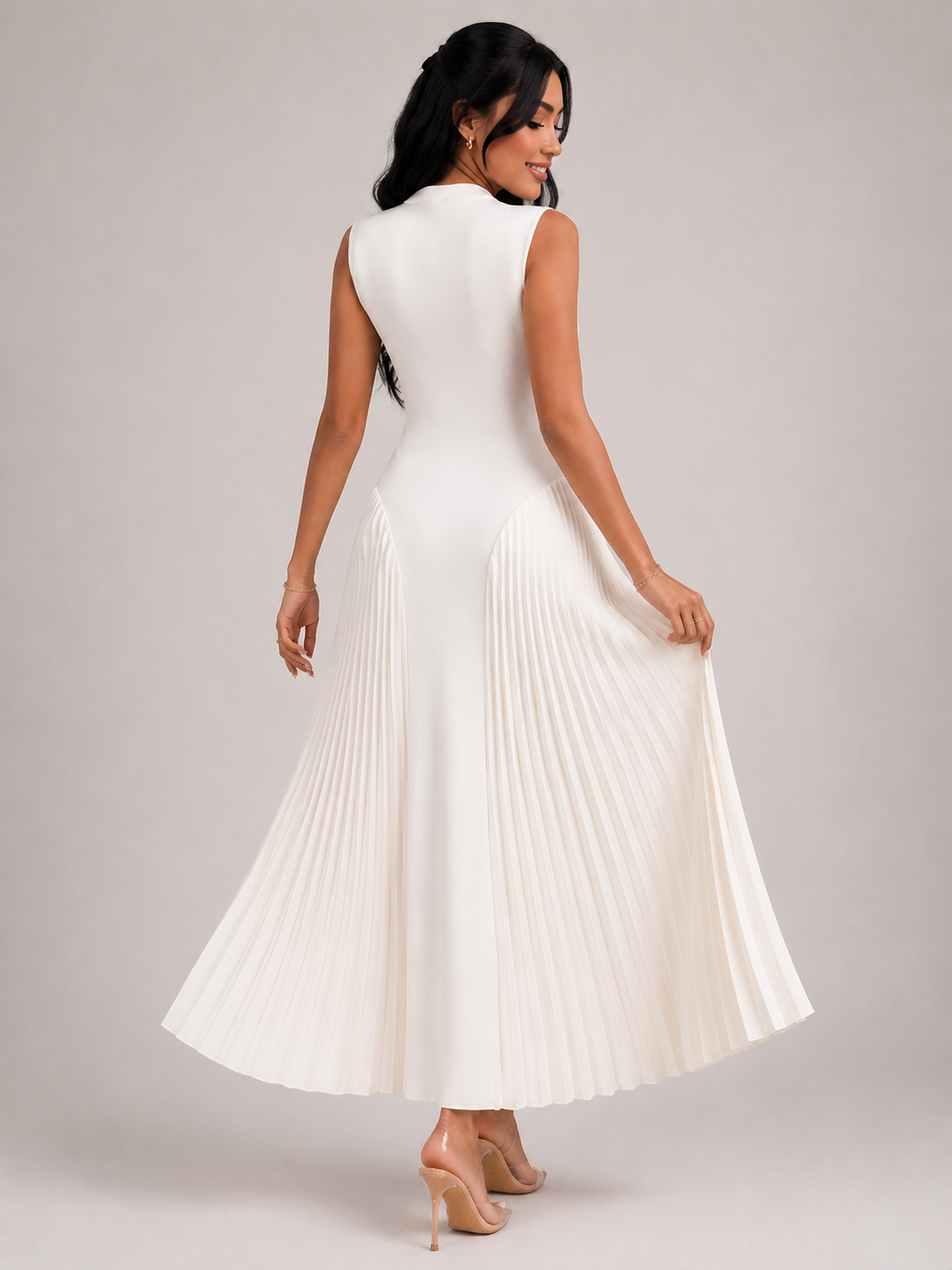 Vestido Midi Regata Plissado Modern Auren