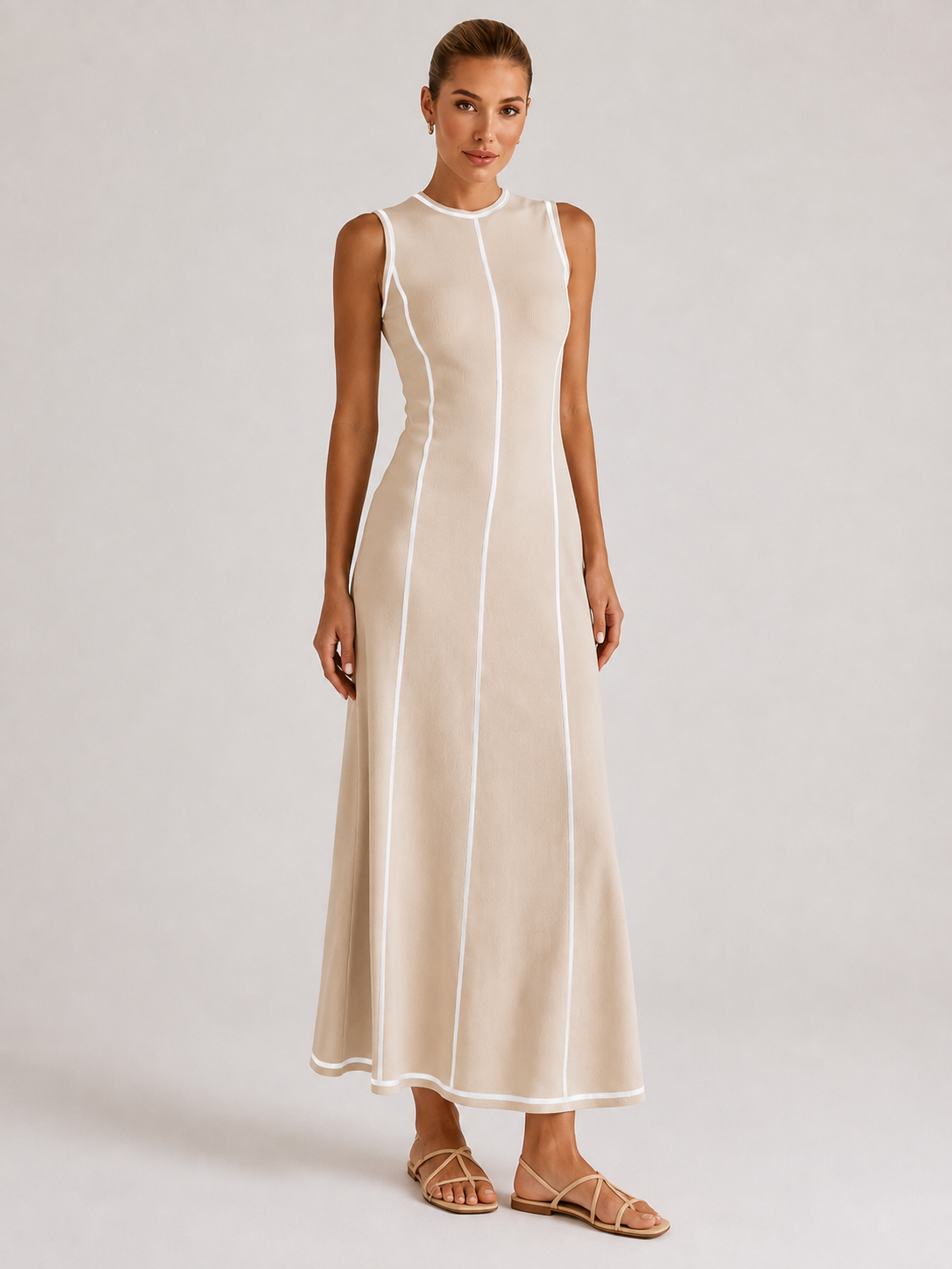 Vestido Midi de Malha Sem Mangas Modern Eleganza
