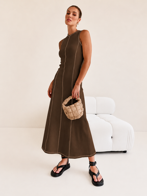 Vestido Midi de Malha Sem Mangas Modern Eleganza