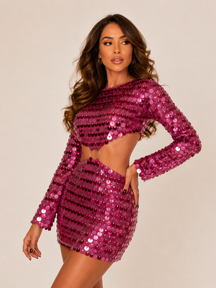 Vestido Manga Longa Paetê Modern Glin
