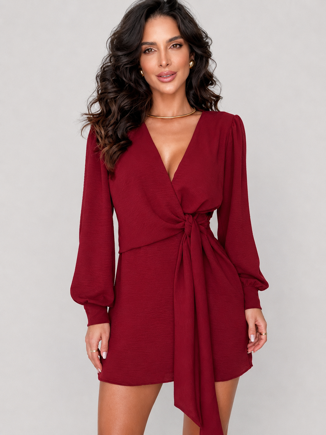 Vestido Curto Duna Manga Comprida Modern Mirella