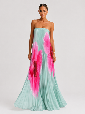 Vestido Longo Plissado Foral Modern Jasminy