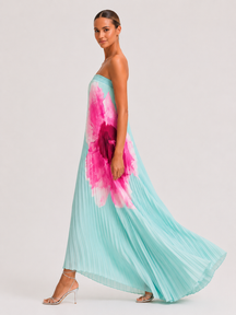 Vestido Longo Plissado Foral Modern Jasminy