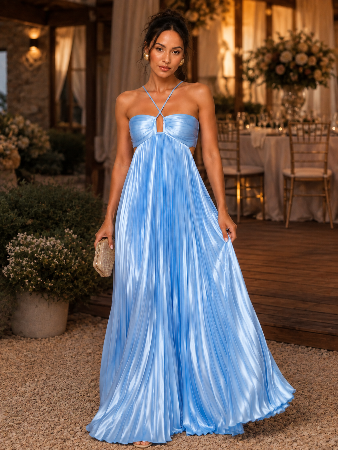Vestido Longo Plissado Modern Loren