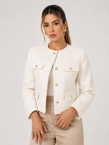 Casaco Feminino com Bolsos Modern Michele
