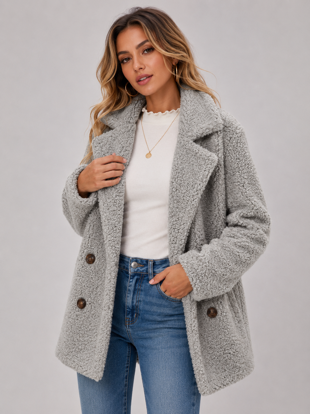 Casaco de Lã Feminino Modern Teddy