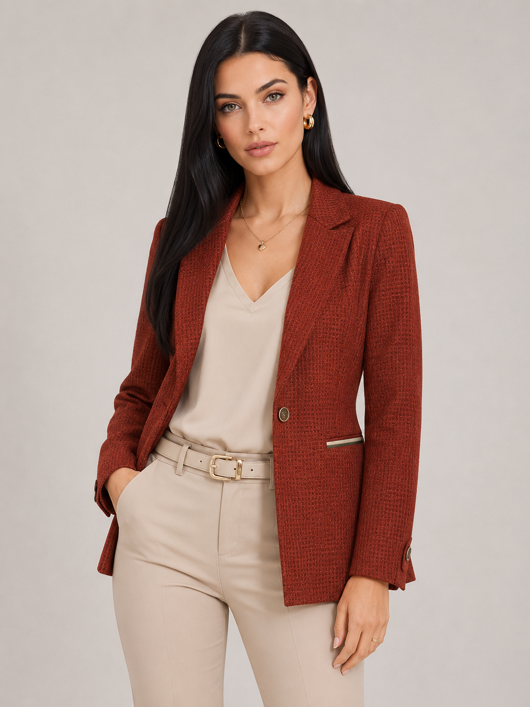 Blazer Feminino Alfaiataria Acinturado Modern Chic