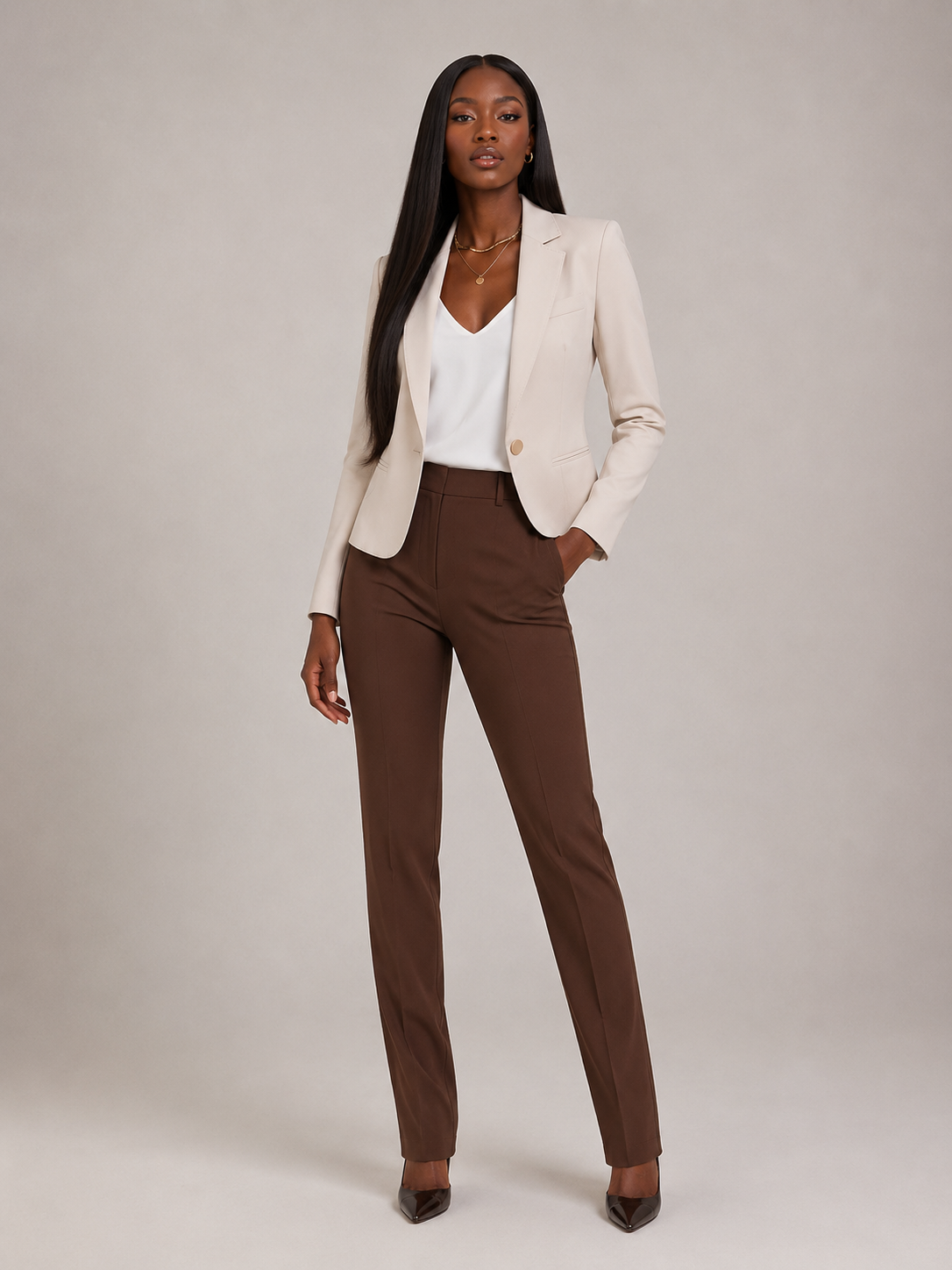 Blazer Feminino Alfaiataria de Um Botão Elegant Slim