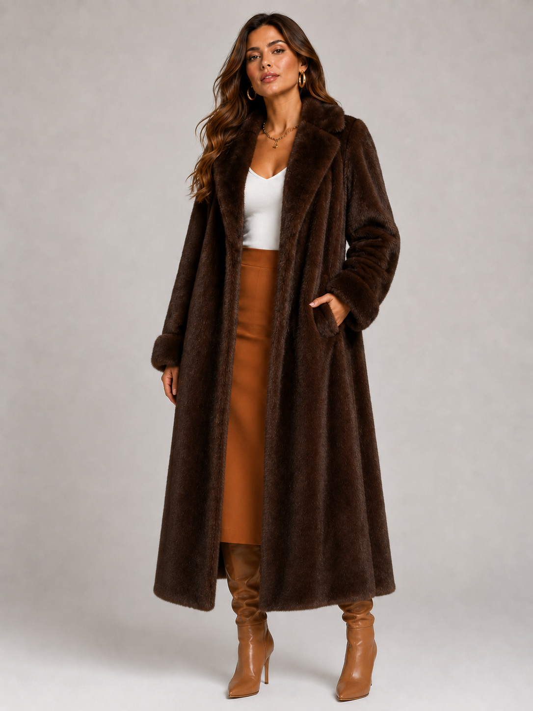 Casaco Feminino Sobretudo de Pelúcia Modern Winter