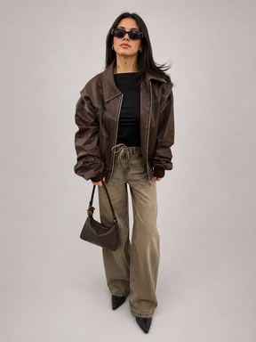 Jaqueta Feminina Oversized Couro Eco Modern Amalfi