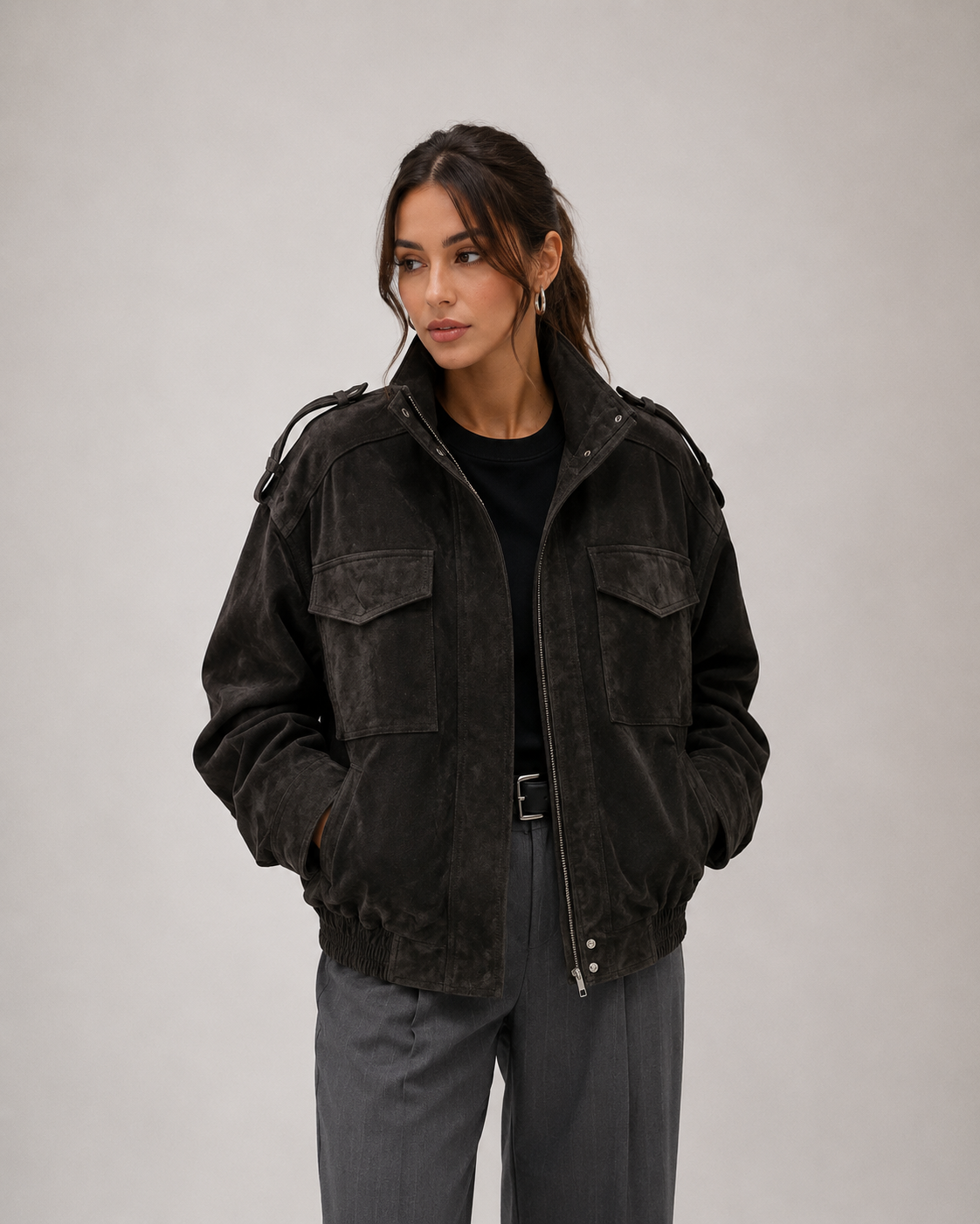Jaqueta Feminina Oversized Suede Premium Modern Bellagio