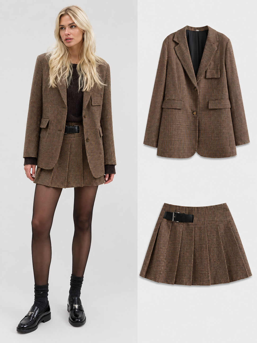Conjunto Blazer e Saia Curta Plissada Modern Charlotte