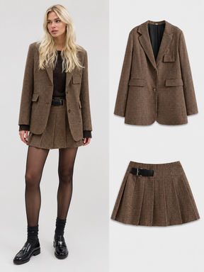 Conjunto Blazer e Saia Curta Plissada Modern Charlotte