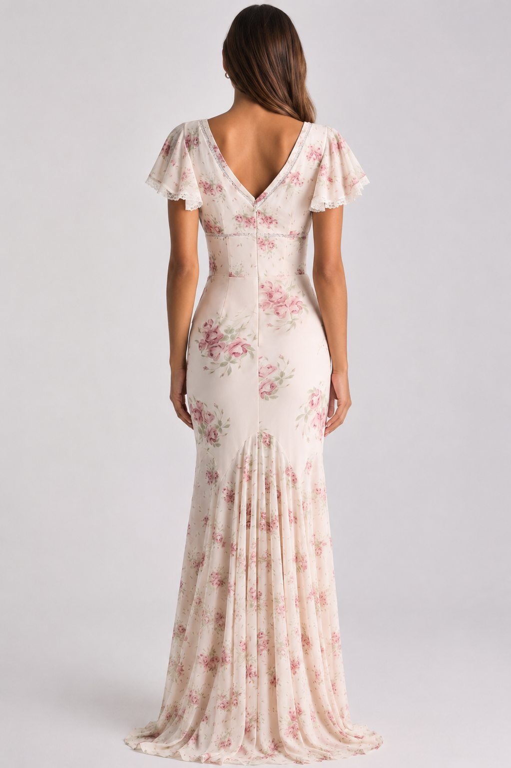 Vestido Longo Floral com Manga Princesa Modern Jamylle