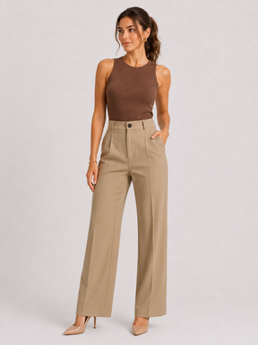 Calça Alfaiataria Modern Amanda Corte Reto Cintura Alta