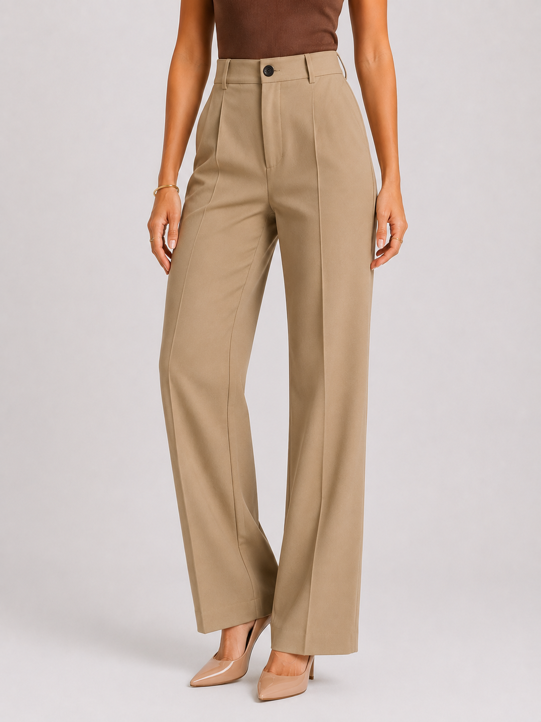 Calça Alfaiataria Modern Amanda Corte Reto Cintura Alta