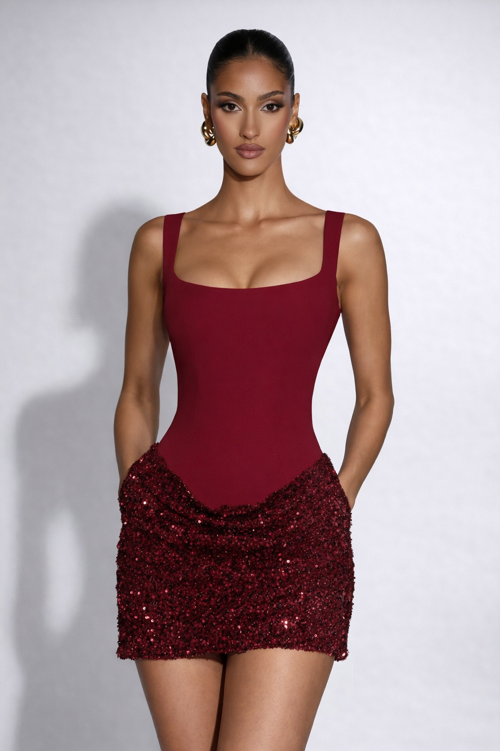 Vestido Curto com Corselet e Paetê Modern Melina