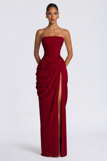Vestido Longo sem Alças com Fenda Modern Cyra