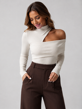 Blusa Canelada com Corte Fora no Ombro e Gola Modern Charlotte