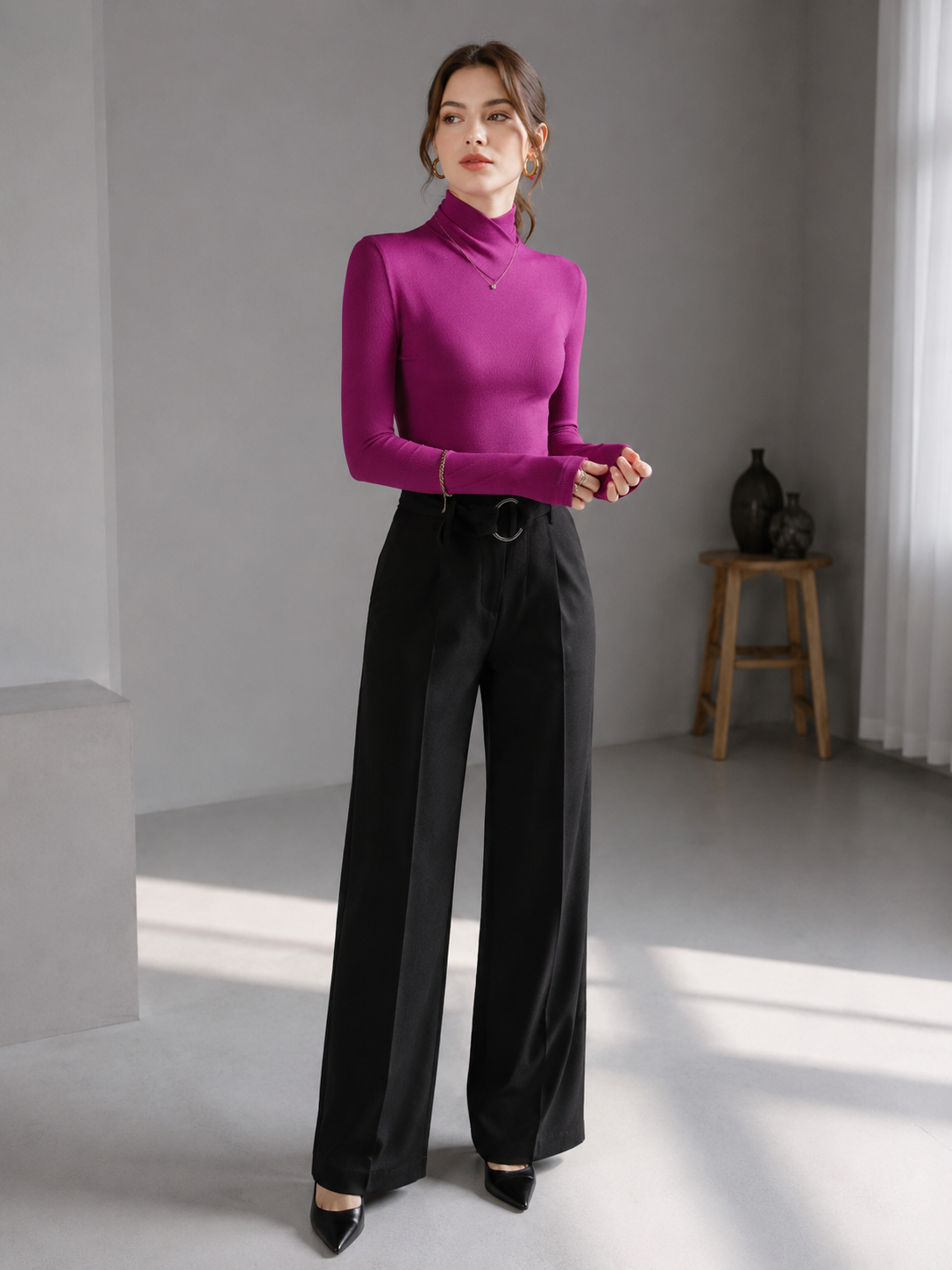 Blusa  Gola Alta Transpassada Modern Manny