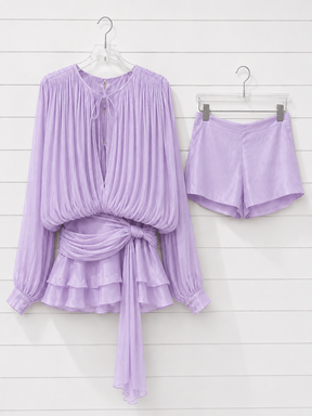 Vestido Curto com Saia de Babados Assimétrico Modern Bela