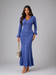 Vestido Manga Longa Flare Tricô Modal Modern Arilene