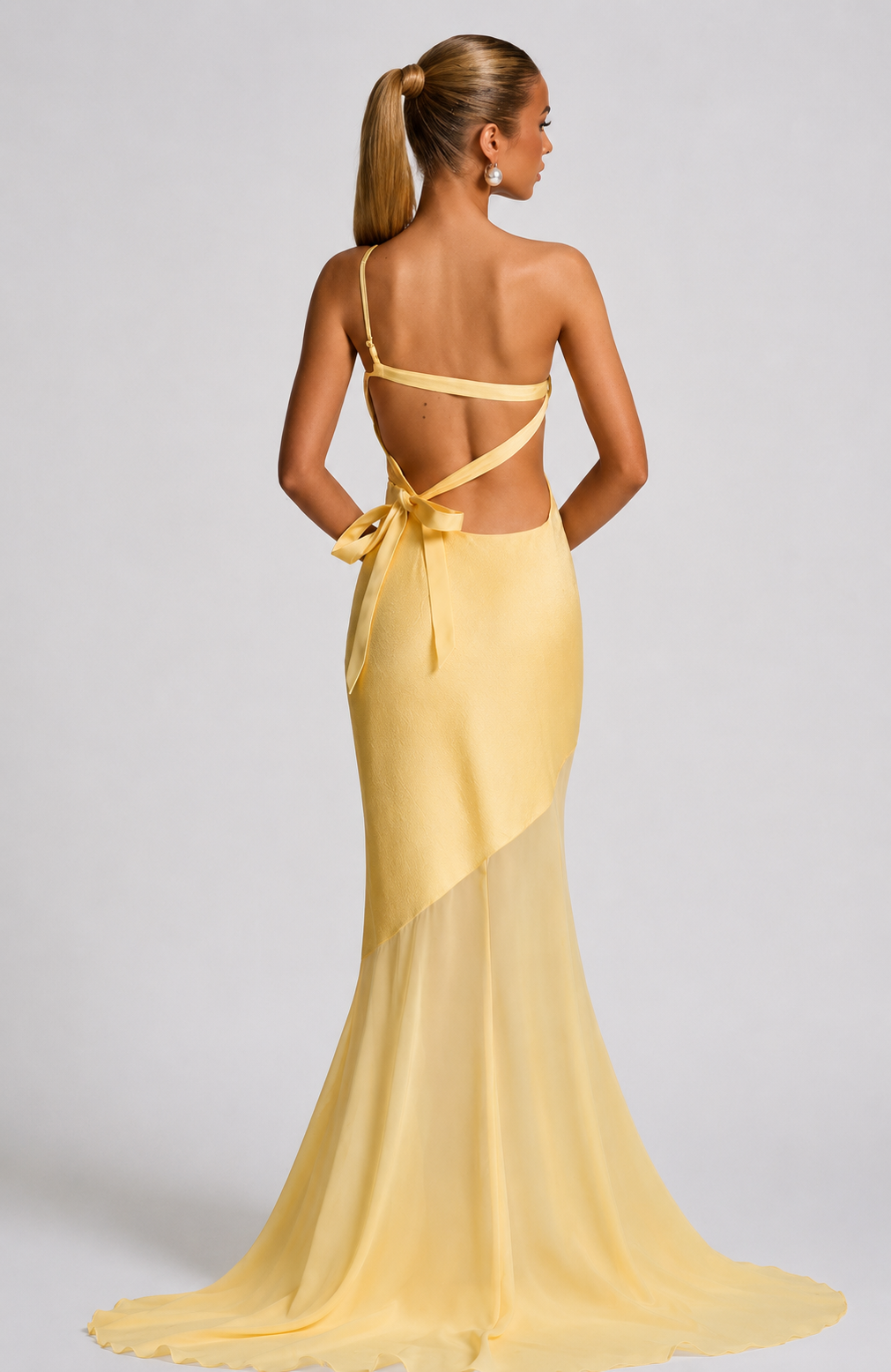 Vestido Longo Cetim Costas Aberta Modern Allure