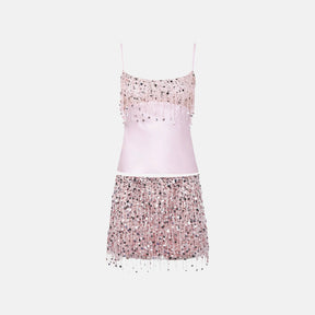 Conjunto Cetim e Paetê Rosa Modern Santorini