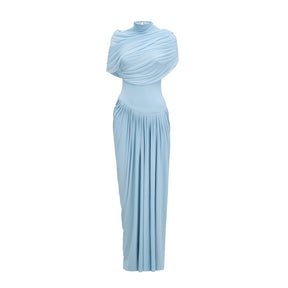 Vestido Longo Drapeado Assimétrico Modern Catherine