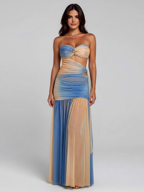 Vestido Longo Sem Alças Degradê Maré