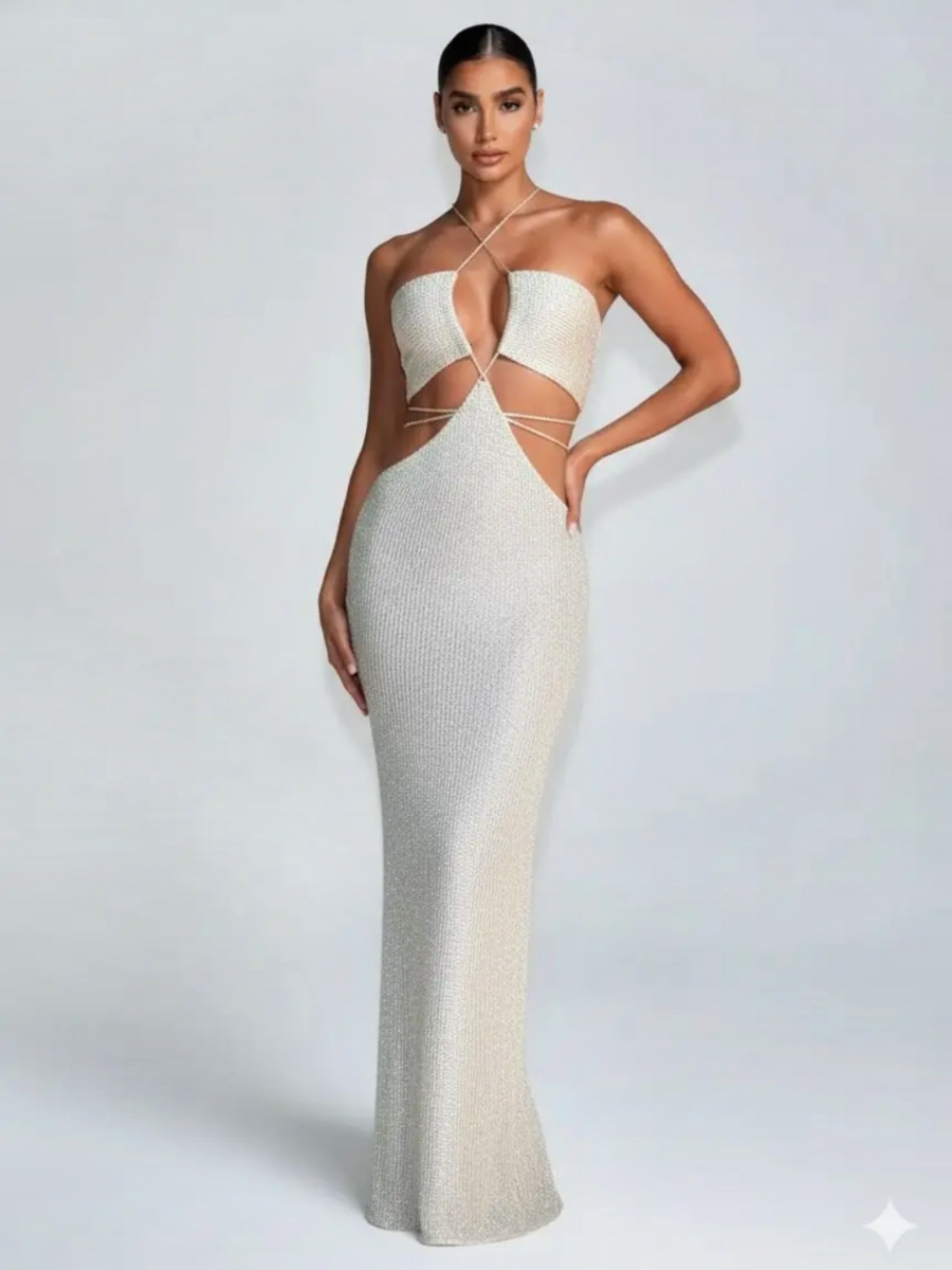 Vestido Longo Recortes na Cintura Modern Raika