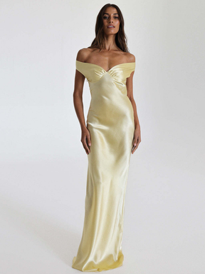 Vestido Longo Ombro a Ombro Cetim Jaine